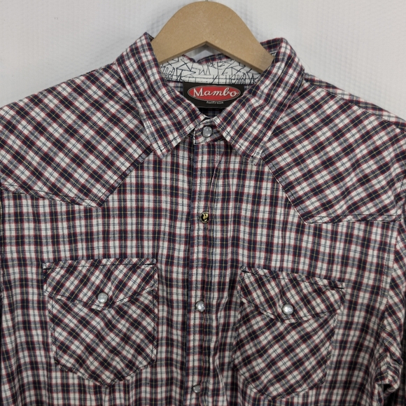 Mambo Australia Red Plaid Western Button Down Shirt - Medium - Picture 5 of 9